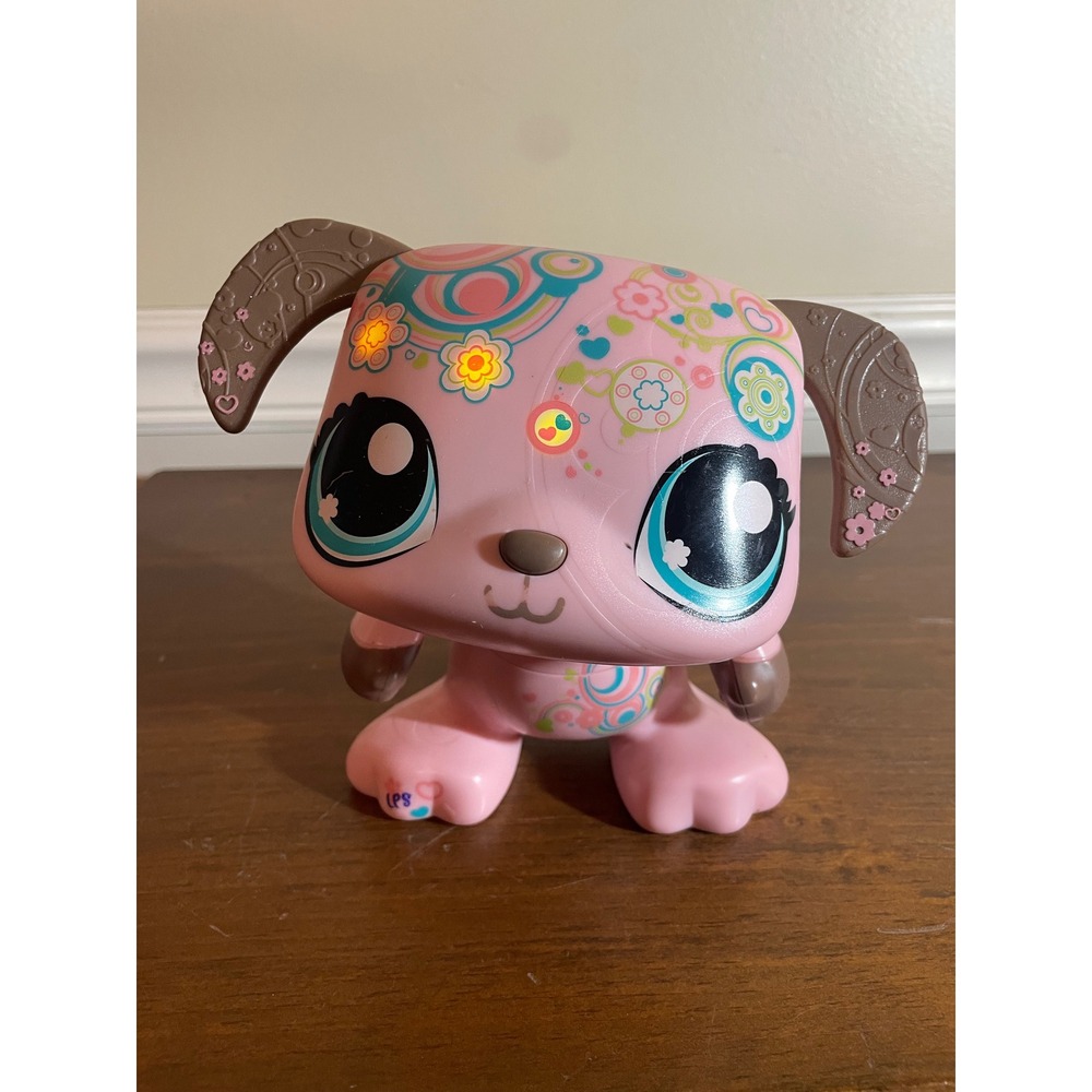 Littlest Pet Shop Deco Pet Pink Dog Large Figure Floral Swirl LPS Hasbro Toy - Picture 12 of 15